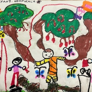 Cover Art by Kaveri Anand Agarwala, our 5-year-old friend and listener, for A Magical Day.