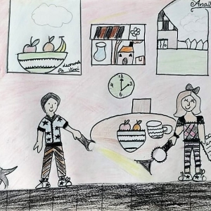 Cover Art by Anaika Kurian, our 8-year-old friend and listener, for The case of the missing wallet.