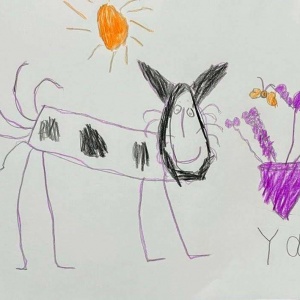 Cover Art by Yara Roshan, our 4-year-old friend and listener, for Gunda learns to joke.