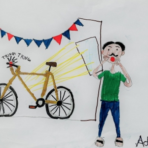 Cover Art by Aditi Nikhil Eldurkar, our 8-year-old friend and listener, for Kengeri Kannan wants to ride a bike.