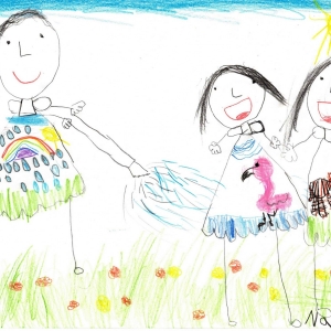 Cover Art by Nandita Gautam, our 6-year-old friend and listener, for Mishti and Tara's day in the garden.