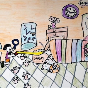 Cover Art by Anaika Kurian, our 7-year-old friend and listener, for Zishu meets Jalebi.